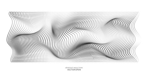 3d vector wave lines pattern smooth curve flowing dynamic black grey gradient isolated on white back