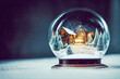 Glas Schneekugel mit weihnachtlichem Aufbau Schnee und Landschaft Digital Art
