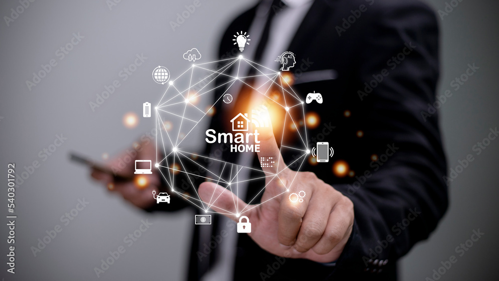 Smart home automation concept on virtual screen. Stock Photo | Adobe Stock