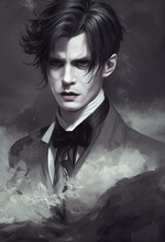 Portrait Of A Scary Elegant Vampire