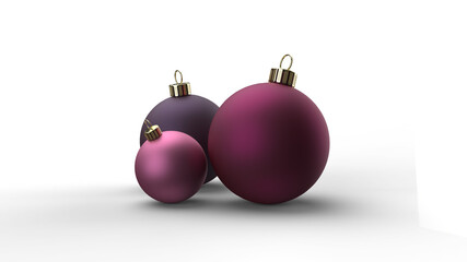 Wall Mural - beautiful matte pink purple colored group of christmas balls 3D-illustration rendering isolated