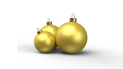 Wall Mural - beautiful matte yellow colored group of christmas balls 3d-illustration rendering isolated