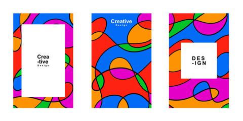 Poster - Abstract trendy geometric for poster template frame design. Abstract retro with outline and trendy color for flyer, banner, print and other creative project