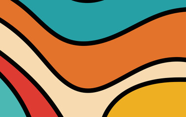 Poster - Abstract fluid background in retro outline and color design. Trendy geometric for poster, flyer, banner, and creative project