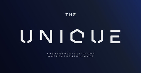 Leinwandbilder - Unique geometric font, futuristic alphabet modern letters for contemporary logo, monogram, and headline. Innovate typographic design and future typography. Vector minimalist typeface