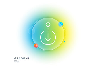 Poster - Scroll down arrow line icon. Gradient blur button with glassmorphism. Scrolling screen sign. Swipe page. Transparent glass design. Scroll down line icon. Vector