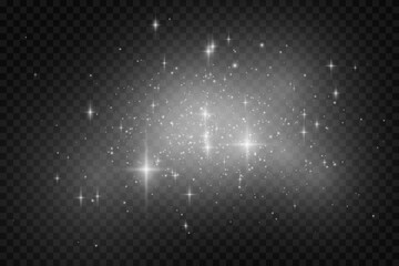 Wall Mural - realistic white star dust light effect isolated on transparent. stock royalty free vector illustrati