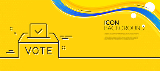 Poster - vote box line icon. abstract yellow background. voting ballot sign. public election symbol. minimal 