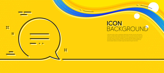 Poster - Text message line icon. Abstract yellow background. Chat comment sign. Speech bubble symbol. Minimal text message line icon. Wave banner concept. Vector