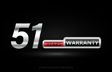 Wall Mural - 51 years warranty silver logo isolated on black background, vector design for product warranty, guarantee, service, corporate, and your business.