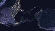 Earth globe by night focused on Central America and Caribbean