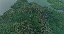 Aerial Footage Of Beautiful Tropical Forest Mountain Landscape In Summer
