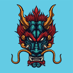 Wall Mural - Vector illustration of japanese dragon head