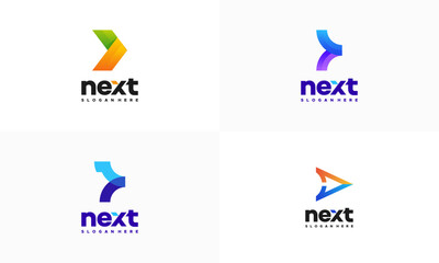 Wall Mural - set of modern next logo designs concept vector, arrow logo designs concept