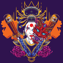 Vector Illustration Of Geisha 