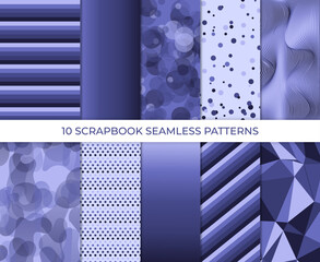 Poster - Set of abstract geometric background in trendy 2022 very peri color. Trendy lavender violet background. Beautiful background suitable for cover, poster, brochure. Vector illustration