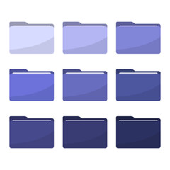 Poster - Folder icons set in trendy 2022 very peri color. Trendy lavender violet folder icons. All type of document, file formats vector illustration symbols collection. Computer folder, folders sign