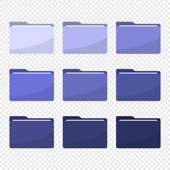 Poster - Folder icons set in trendy 2022 very peri color. Trendy lavender violet folder icons. All type of document, file formats vector illustration symbols collection. Computer folder, folders sign