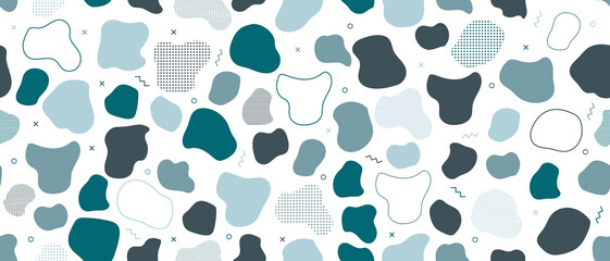 Wall Mural - Abstract blob seamless pattern. Abstract blotch shape. Liquid shape elements. Fluid dynamical colored forms banner. Liquid shape elements. Vector illustration