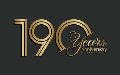 Wall Mural - 190th Anniversary logotype. Anniversary Celebration template design with gold color for celebration event, invitation, greeting, web template, flyer, banner, double line logo, vector illustration