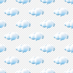 Poster - Seamless pattern with clouds. Cute Clouds Pattern. Cartoon clouds background blue sky seamless pattern. Vector illustration