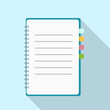 Notepad with flat design. Spiral notepad illustration