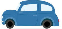 Fiat 500 Beetle Flat Illustration With Transparent Background. Retro Car In Childish Style.