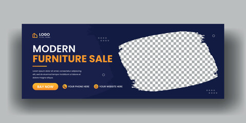 Wall Mural - Modern furniture sale facebook cover banner template and social media web banner layout 