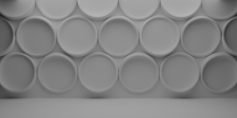 Wall Mural - white wall with pattern of circles and shadows. 3d rendering backgroun illustration