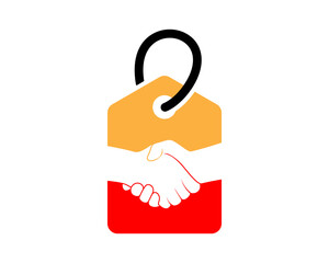 Wall Mural - Label price with hand shake inside