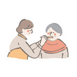 © ayanonnon - 介護：高齢者の口腔ケアをする女性スタッフ　介護士　イラスト