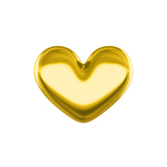 Poster - Golden metallic stylized heart. 3D rendering. Symbol of love, likes, romance. PNG icon on transparent background.