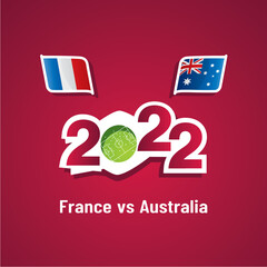 Wall Mural - France vs Australia with French and Australian flags soccer dark red background