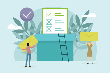 People with Feedback 2d vector illustration concept for banner, website, illustration, landing page, flyer, etc.