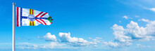 Tampa, USA - Flag Waving On A Blue Sky In Beautiful Clouds - Horizontal Banner