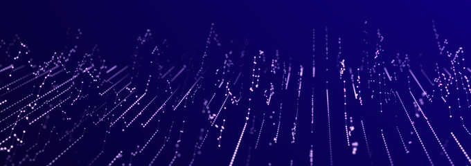 Sci-fi background. Digital landscape with dots and lines. Cyberspace grid. Background concept for your design. 3d