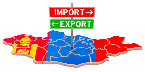 Poster - import and export in mongolia concept, 3d rendering