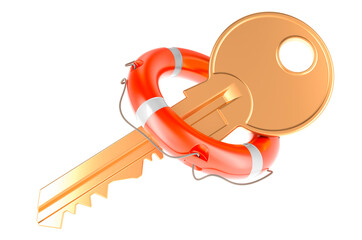 Poster - Key with lifebelt, 3D rendering