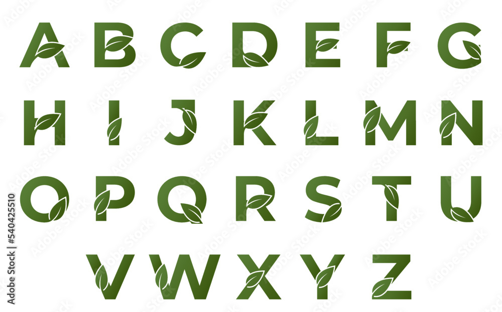 Initial letter with leaf set. eco alphabet design. isolated vector ...