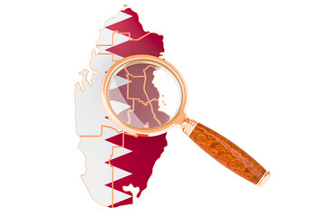 Poster - Qatar under magnifying glass, analysis concept, 3D rendering