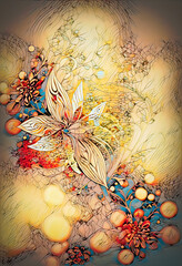 Poster - Ornamental flower and mosaic structure.