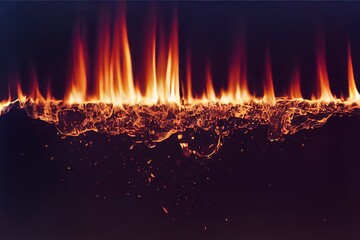 Wall Mural - Flame of fire on a black background