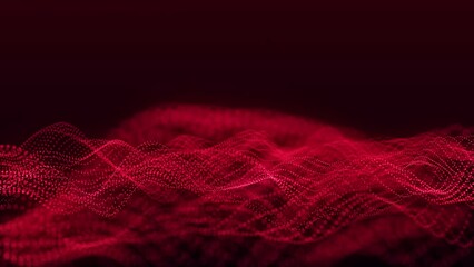 Poster - Dynamic wave of color particles. Digital technology background. 3d rendering. Seamless loop. 4k