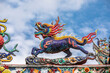 The Kirin statue on the root of Tua Pek Kong Temple, a Chinese temple situated near the waterfront of Kuching, Sarawak, Malaysia. It is the oldest temple in the city. 