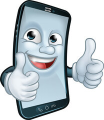 Canvas Print - Mobile Phone Thumbs Up Cartoon Mascot