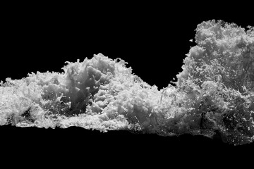 Poster - sea wave with foam isolated on black background