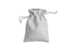 Cotton dust bag with drawstring Mock up isolated on white background. Zero waste and eco friendly concept. 3d rendering.