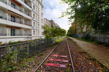 Sticker - Railway track  of  the Petite Ceinture Paris' Abandoned Railway in 12th arrondissement