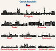 Czech Republic cities skylines silhouettes vector set