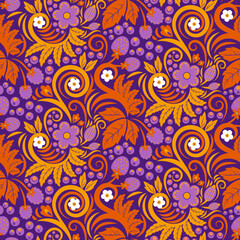 Poster - floral pattern. decorative botanical illustrations with flowers and leaves. vector seamless backgrou